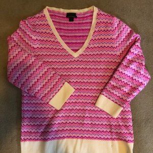 J. Crew Italian Cashmere Chevron Sweater Size L